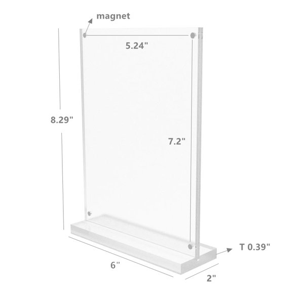Retail Rack Acrylic Frame Magnetic Base Sign Holder, 7" X 11" Card Display, - 2