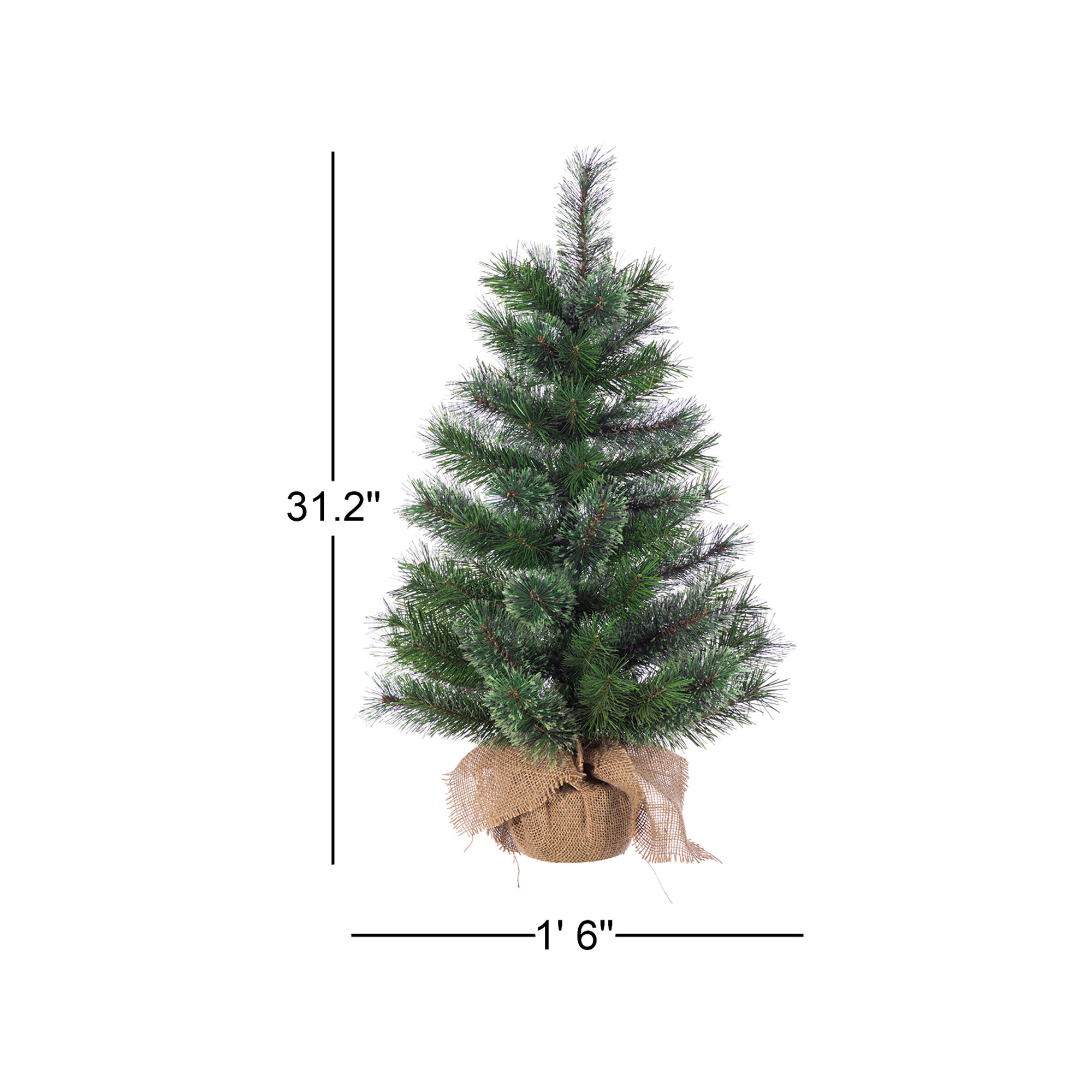 Unlit Hard Needle Pine With 76 Tips, 2.6' H