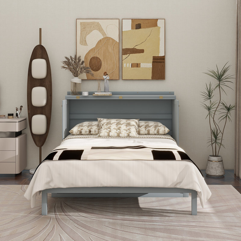 Queen Size Murphy Bed, Gray