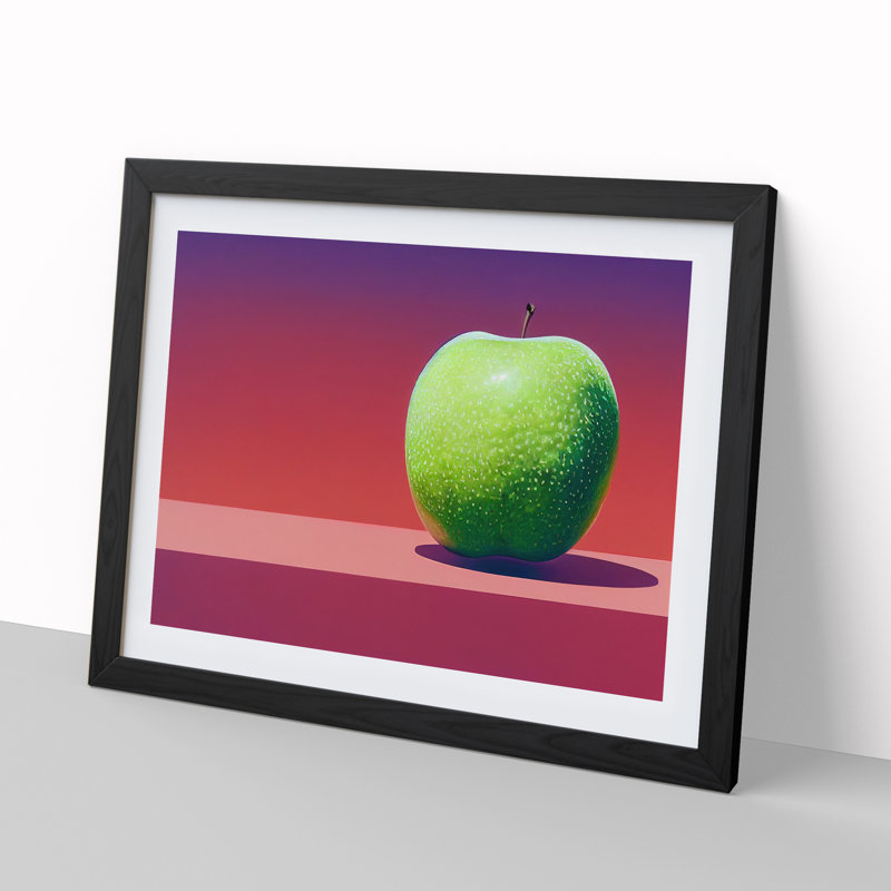 Single Apple Fruit Vol.3 1 Piece Single Picture Frame Wall Art, 46cm H x 64cm W x 2cm D, Black Framed