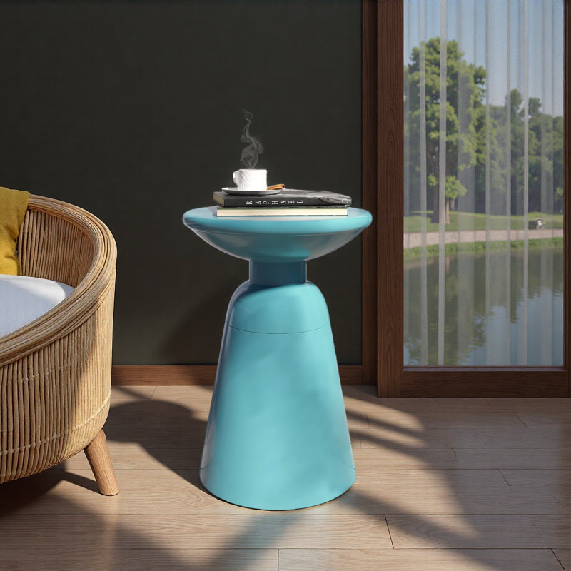 Grande table de bout d'extérieur en métal - grande, Sarcelle