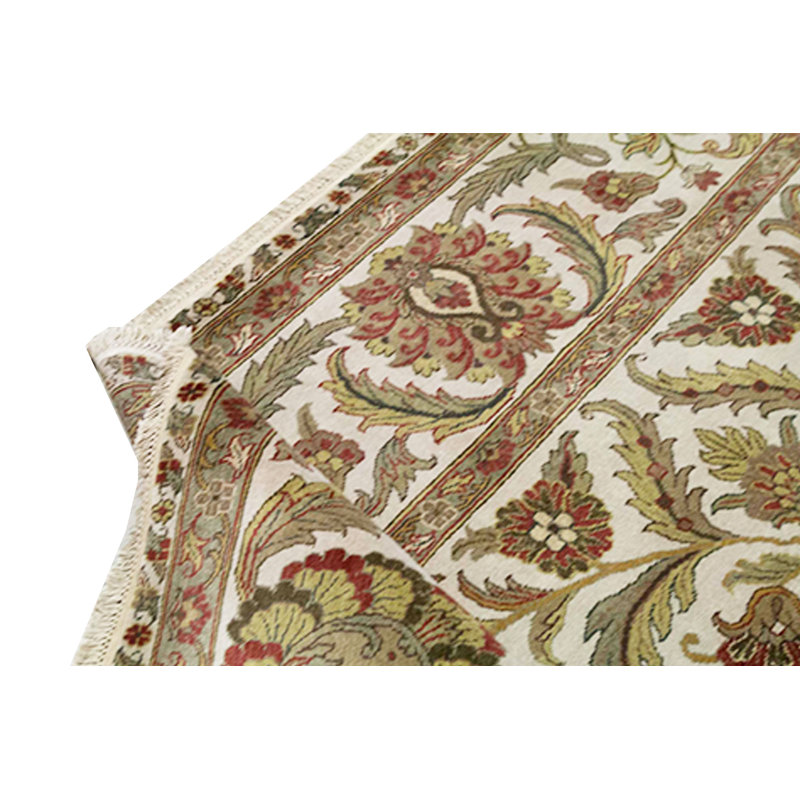 Tapis brun et ivoire de haute qualité noué à la main