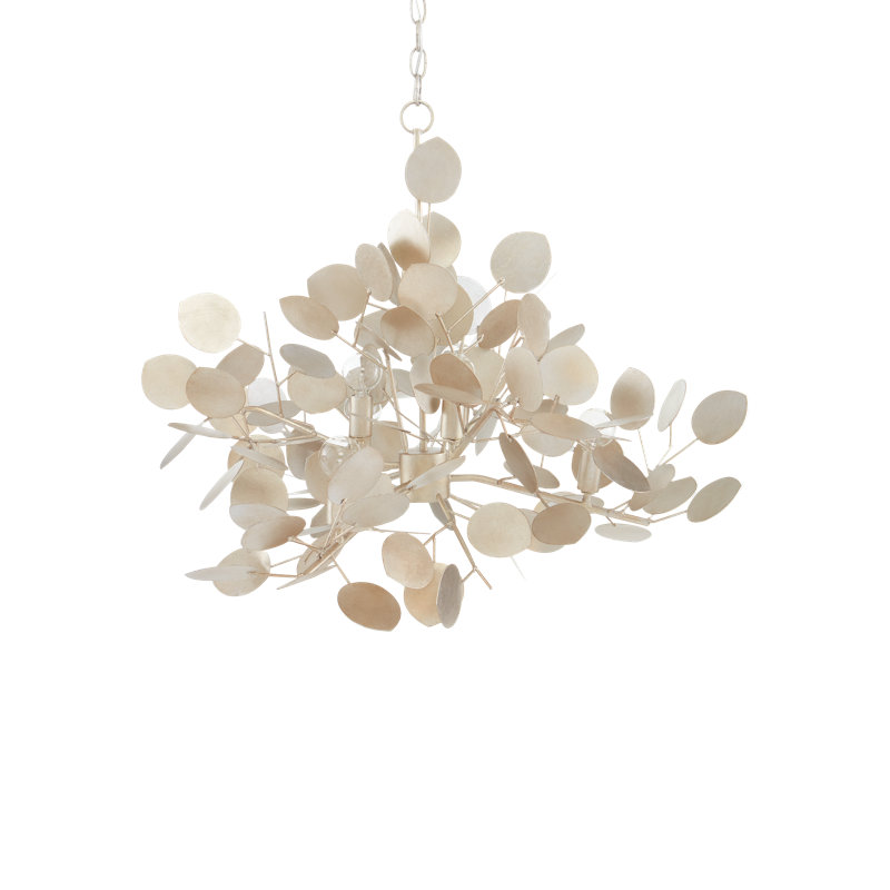 Lunaria 6 - Light Chandelier, Contemporary Silver Leaf
