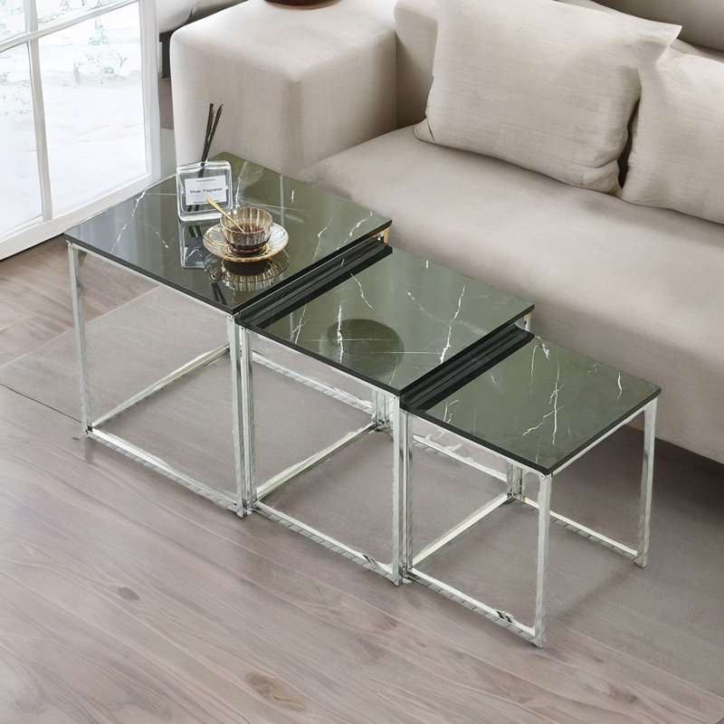 3 - Piece Living Room Table Set, Grey