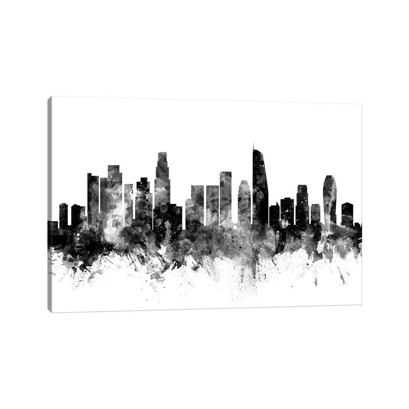Los Angeles, California In Black And White II by Michael Tompsett - Wrapped Canvas Gallery-Wrapped Canvas Giclée