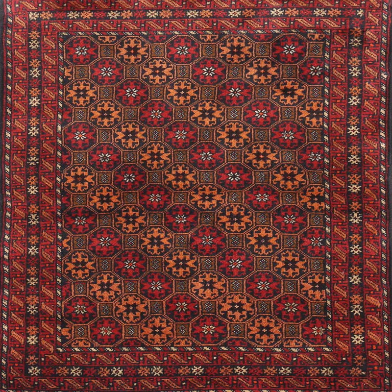 Tapis rouge à motif sud-ouest, Carré 6 pi