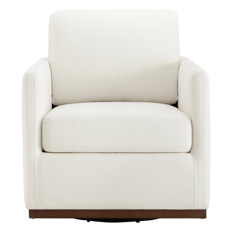 Bobbi Upholstered Swivel Armchair with Reversible Cushions, Flannigan Cotton Performance Weave