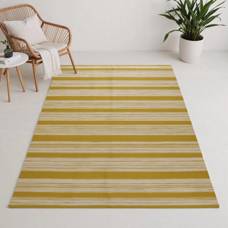 Tapis intérieur / extérieur beige HorizontalStripes, Rectangle 9 pi x 12 pi