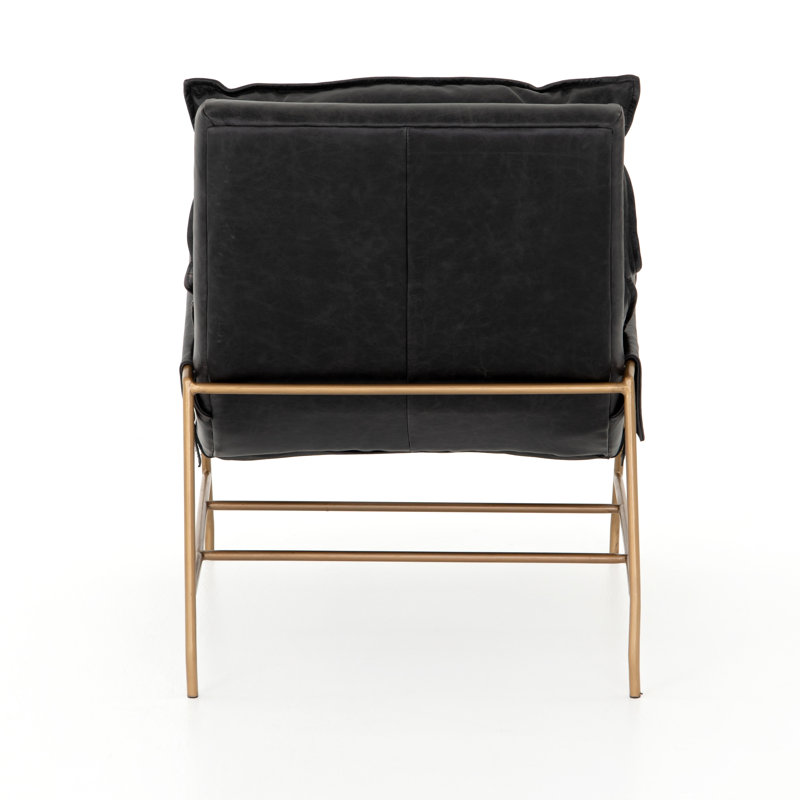 Taryn Side Chair, Sonoma Black Genuine Leather, Aged Brass