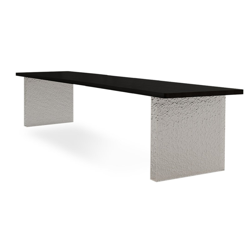 Black Rectangular Solid Wood + Acrylic desk, 29.53" H x 94.49" W x 23.62" D