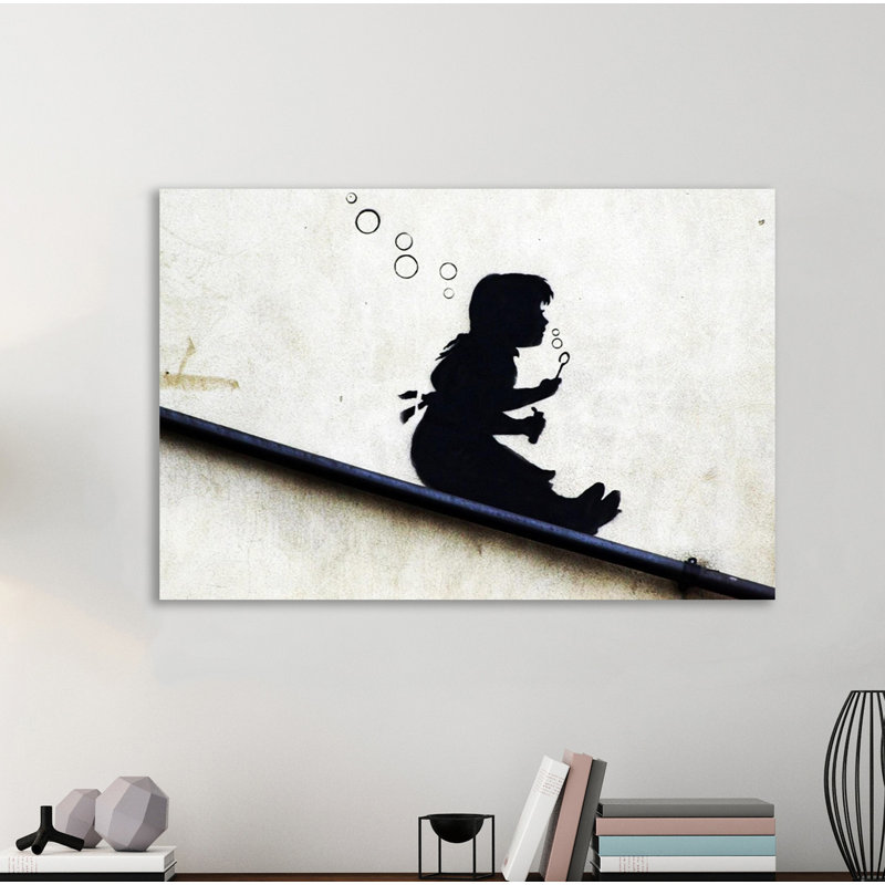Bubble Girl I by Banksy - Wrapped Canvas Print, 30cm H x 46cm W x 4cm D