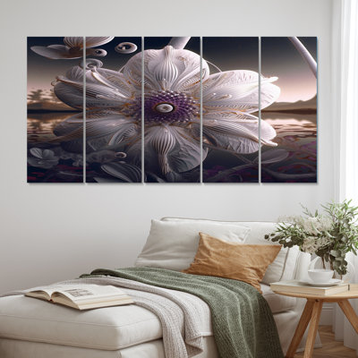 Magie de magnolia à l'aube - impression sur toile de fleurs - 5 panneaux égaux