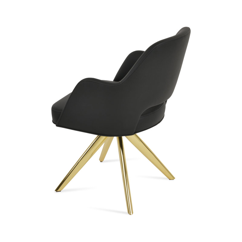 Fauteuil pivotant Marash Sword, Blanc cassé, Or