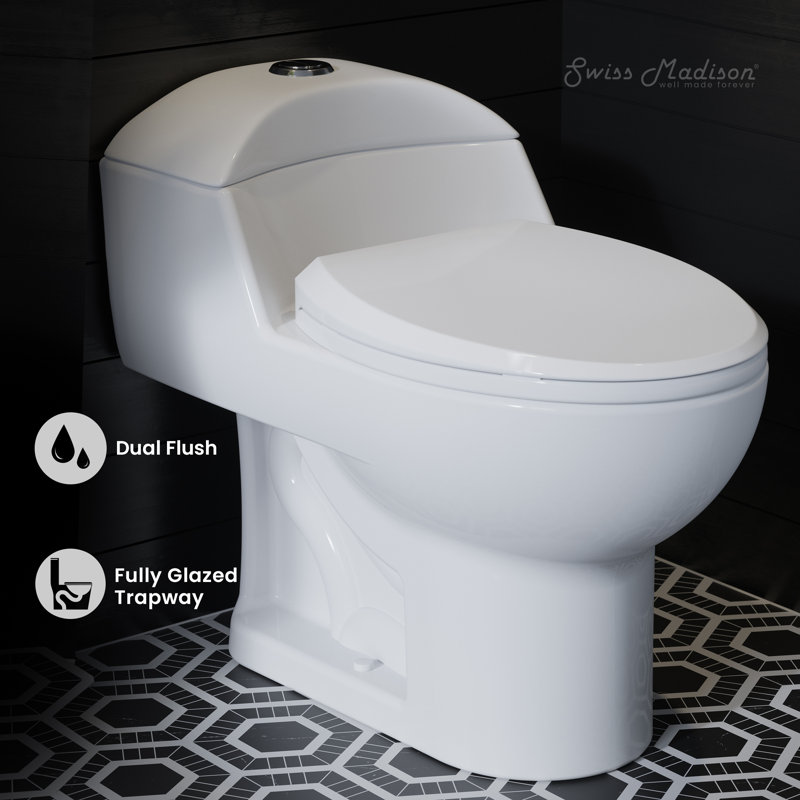Château One-Piece Elongated Dual-Flush Toilet 1.1/1.6 gpf, Cotton White