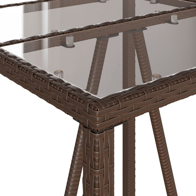Penelopia Square Glass Outdoor Bar Table - 70 cm W 70 cm D, Brown