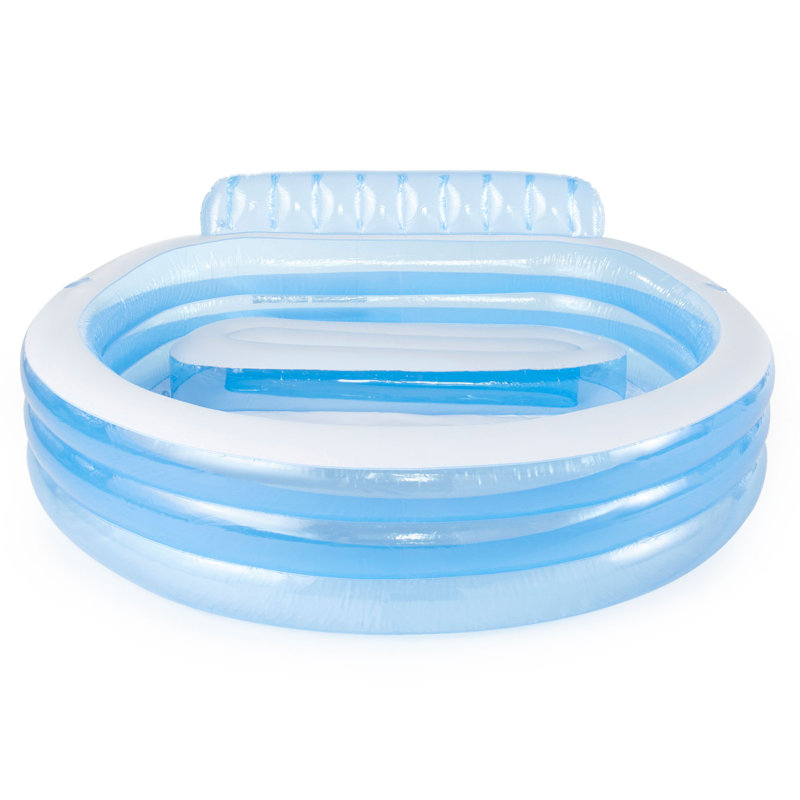 Intex Blue and White Inflatable Oval Family Pool with Bench