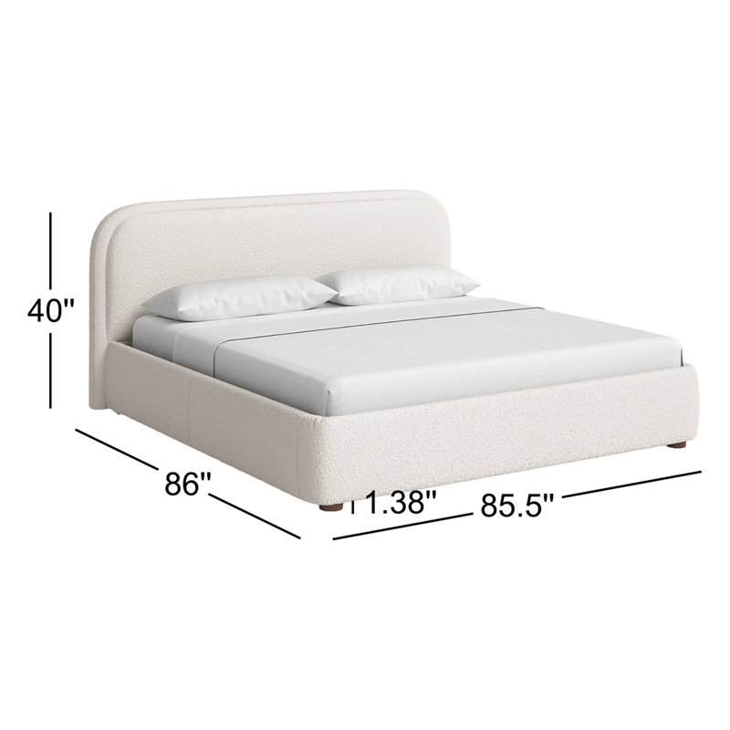 Shonda Upholstered Low Profile Platform Bed, King, Oatmeal