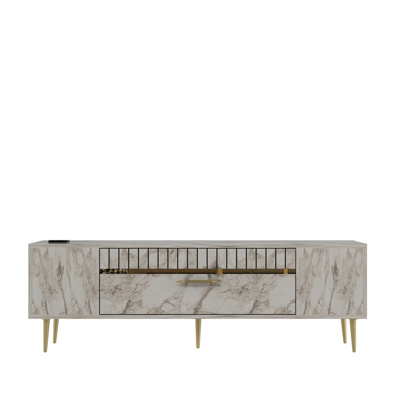 Olivia TV Stand, Vintage White/Gold, 150cm