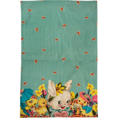 Retro Vintage Happy Easter Kitchen Towel - 18" x 28"
