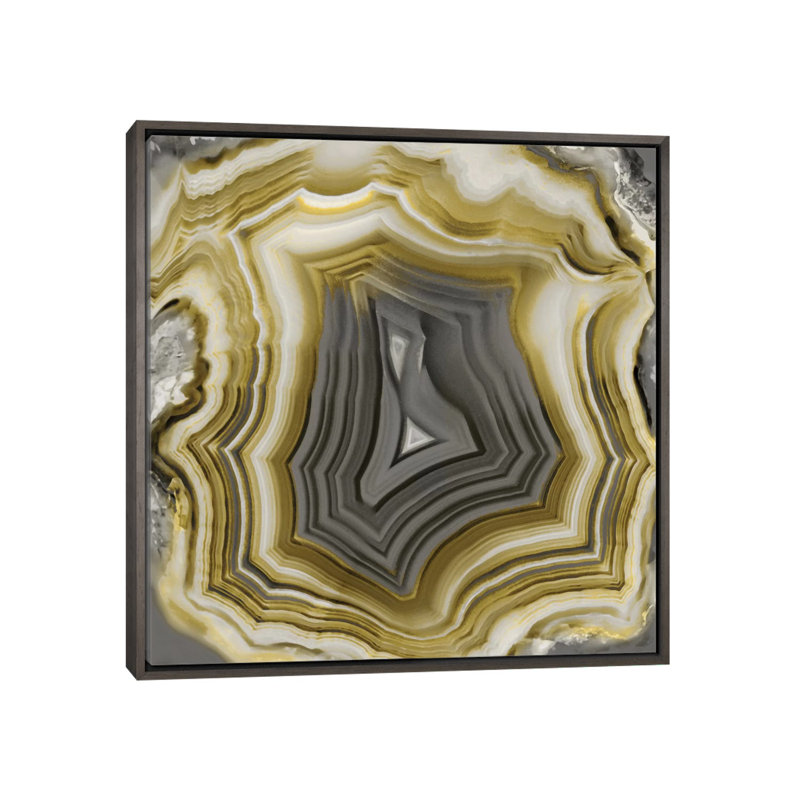 «Agate in Gold Grey» par Danielle Carson - reproduction d'art, Toile encadrée de bois rustique foncé