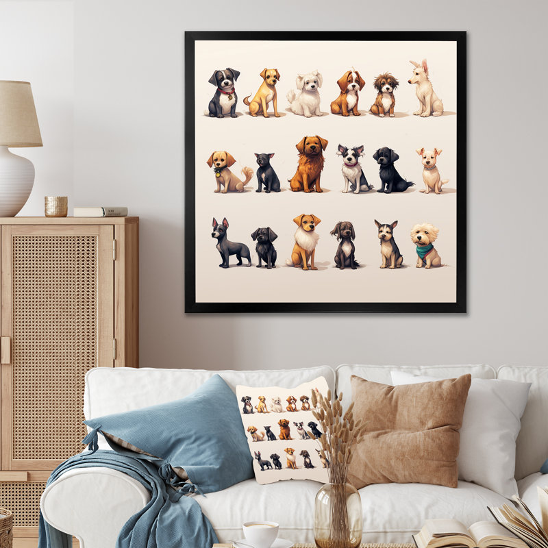 Reproduction d'art mural gris chiot de chambre de bébé II - animaux, H 30 po x l 30 po x P 1,5 po, Cadre simple noir