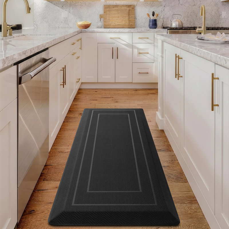Tapis de cuisine en mousse à haute densité, imperméable et antidérapant 9/10 po, Noir, L 48 po x l 20 po