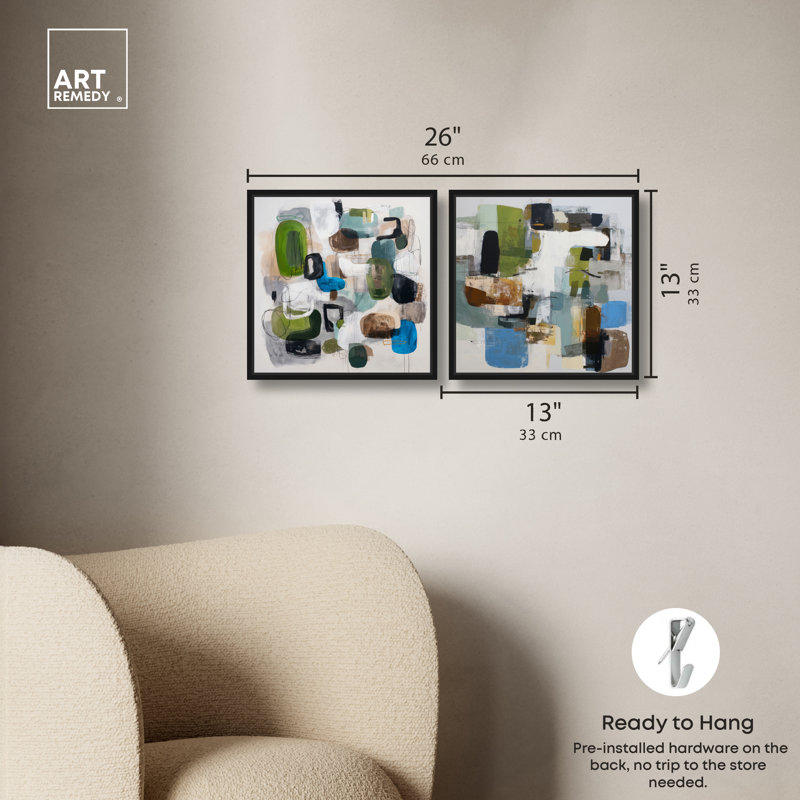 «Tectonic Plates», reproduction d'art sur toile par Maximalist , 13"H x 13"W, Black Frame