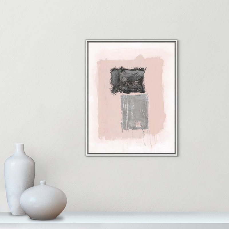 Rose Thomasin, noir et argent chatoyant II par , Cadre flottant blanc, H 29,5 po x l 23,5 po x P 2 po