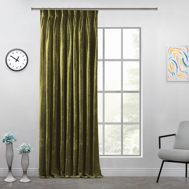 Room Darkening Single Curtain Panel, Moss Green, 65cm Width x 295cm Drop