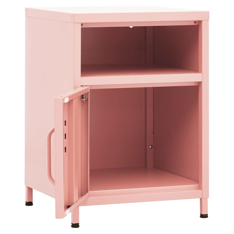 Bren 35cm W Steel Bedside Table, Set of 2, Pink