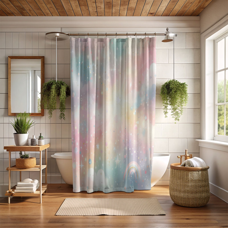 Rideau de douche standard 1 pièce Pastel Glitter Dreams, H 74 po x l 71 po