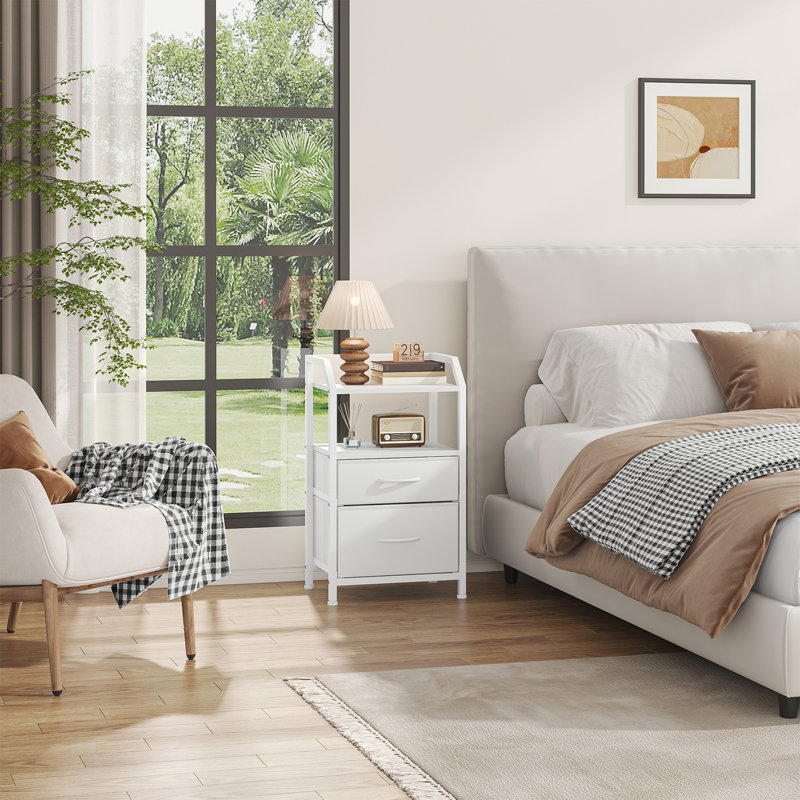 40cm W Bedside Table, White