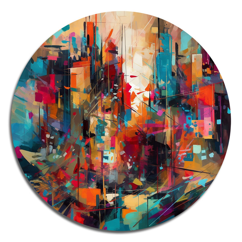 Cheuk - Art abstrait rond en métal, H 29 po x l 29 po