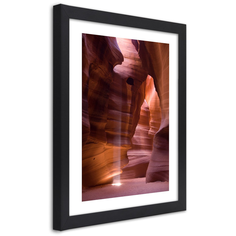 Sunbeams In A Cave - Single Picture Frame Print, Black, 90cm H x 60cm W