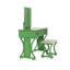 Ensemble de meuble-lavabo moderne avec miroir pliable, tiroirs de rangement et tabouret, placage en panneau de fibres à densité moyenne, vert