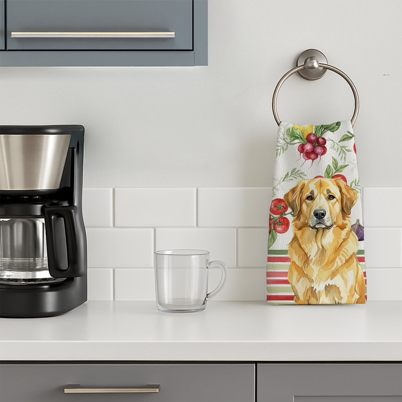 Lion Yellow Leonberger Vegetables Kitchen Towel, Lion Yellow Leonberger