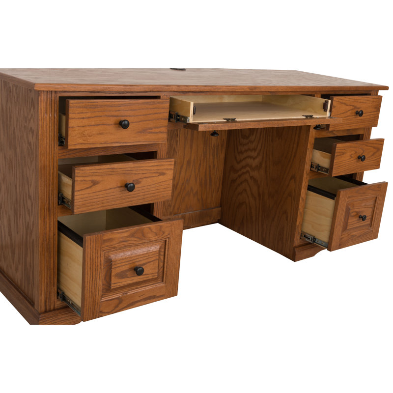 Rafeef Solid Wood Executive Desk, Light Oak