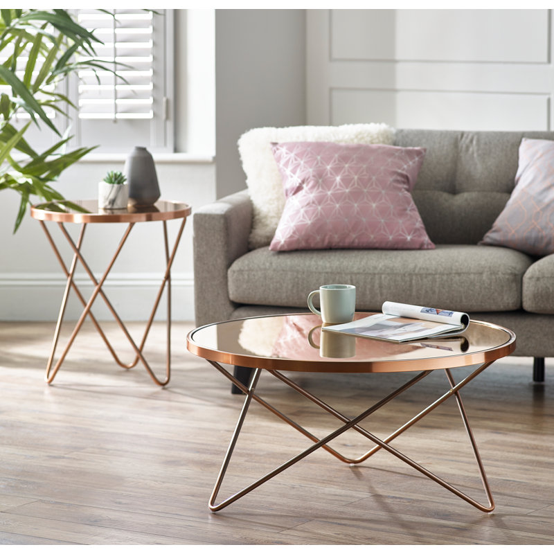 Jolene Cross Legs Coffee Table, Copper