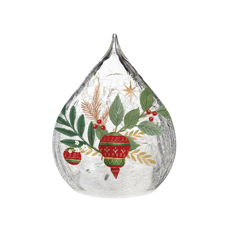 Joyful Traditions LED Table Decor Glass Teardrop, Set of 2