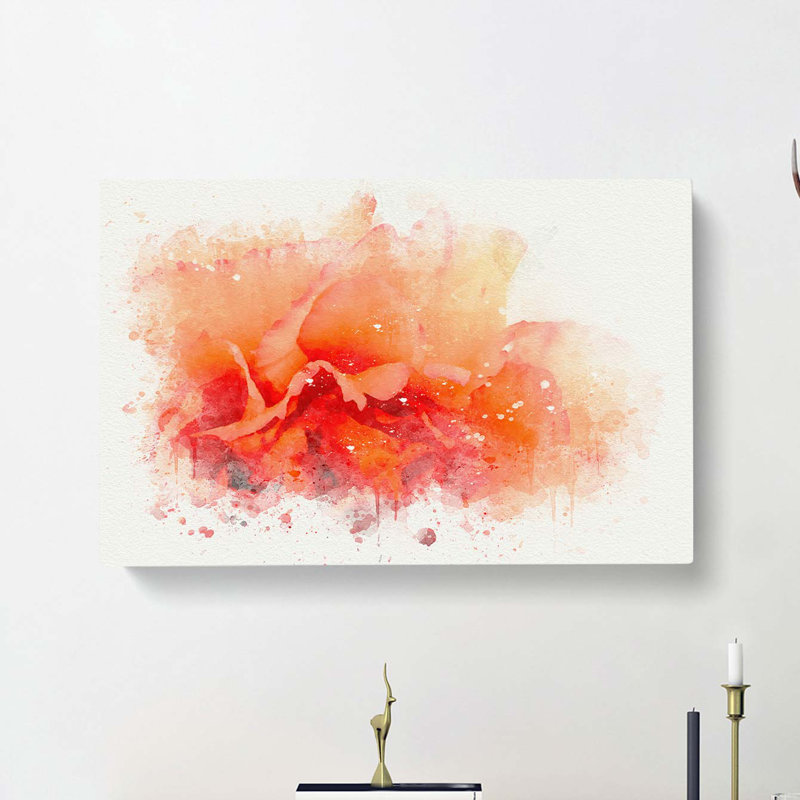 Orange Carnation Flower In Abstract - Wrapped Canvas, 50cm H x 76cm W x 3cm D