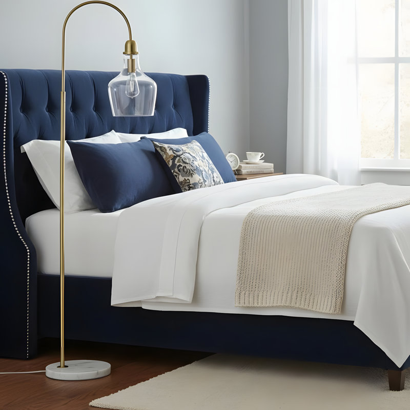 Lampe sur pied arquée avec base en marbre
