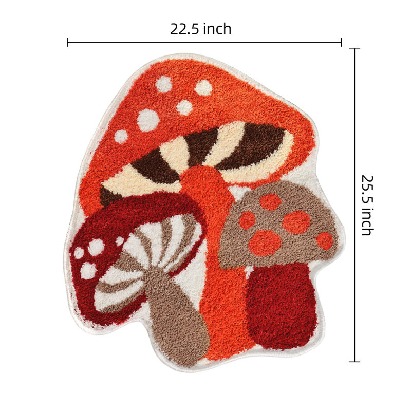  Cute Red Mushroom Bath Mat, Non Slip Bath Rug For Kids, Strong Absorbent Soft Washable Bathtub Mat For Shower And Bathroom