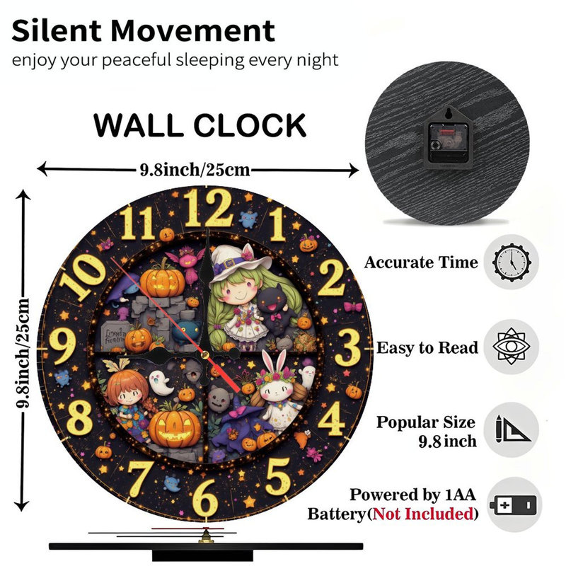 Horloge d'Halloween avec des personnages mignons