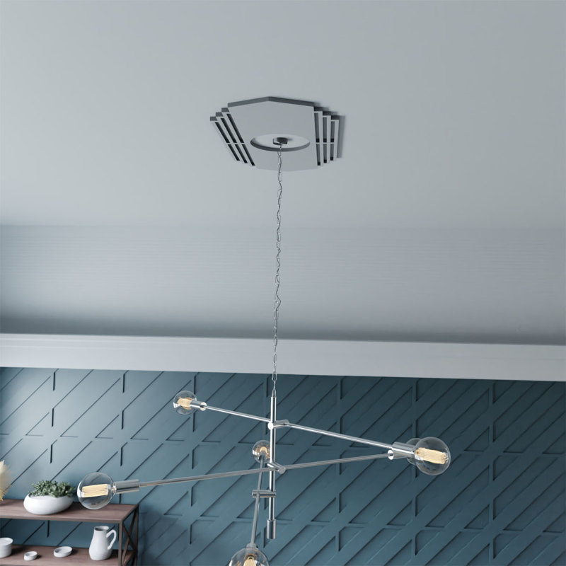 Médaillon de plafond percé en pvc de qualité architecturale Chrysler, H 18 po x l 36 po x P 1 po, Nickel