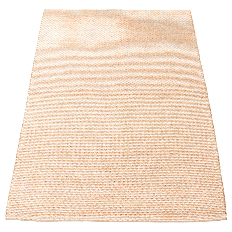 Tapis ivoire en laine tressé à la main Baugher