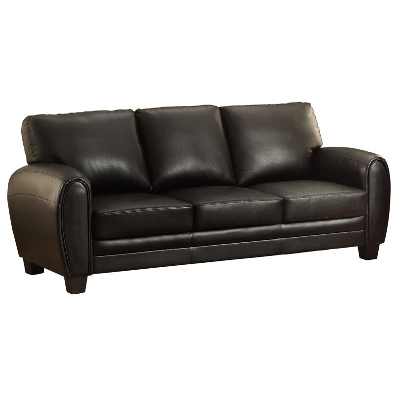 Coombs 85" Modern & Contemporary Faux Leather Sofa - Faux leather Sofa, Modern Round Arm Design, Supportive Foam Padded Cushions
