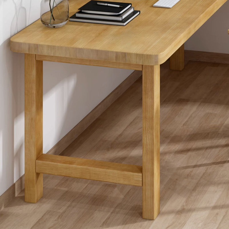 Bureau en bois massif en L Burlywood, Retour à droite, H 29,53 po x l 55,12 po x P 47,24 po