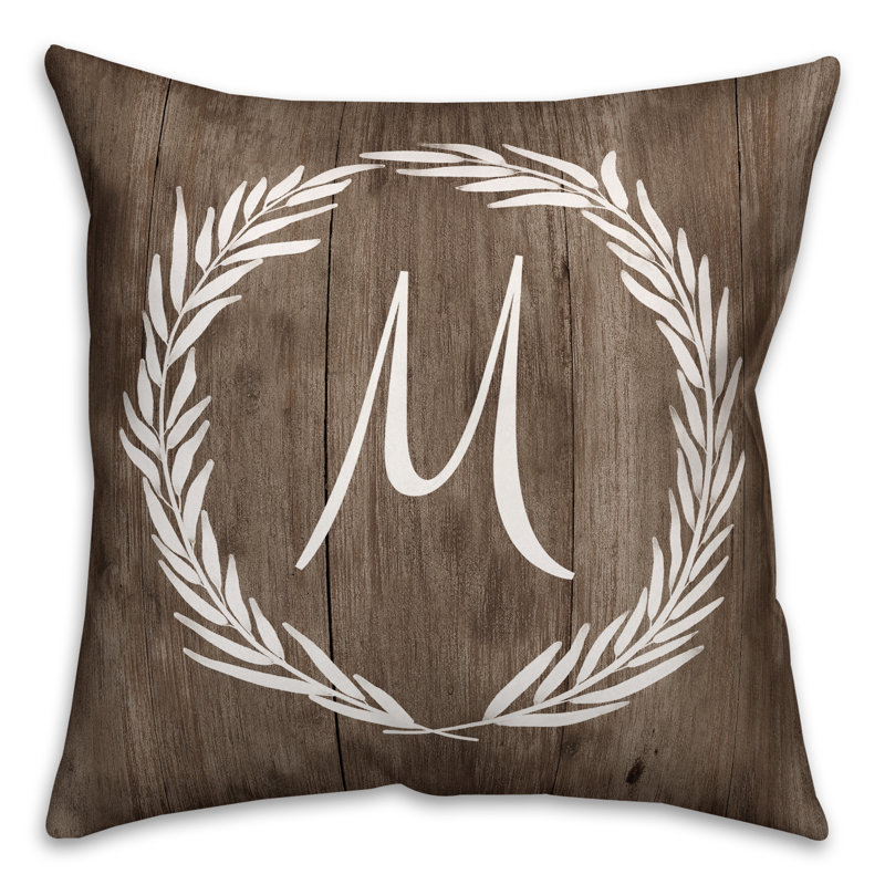  Wreath Initial Throw Pillow, M