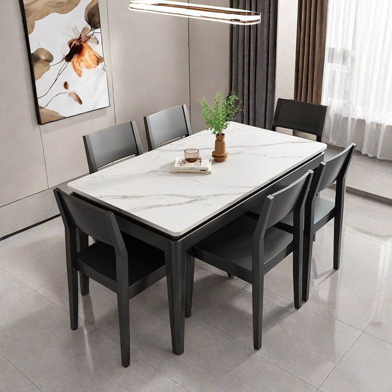Ensemble de table de salle à manger rectangulaire moderne et simple, H 29,5 po x L 70,9 po x l 35,4 po