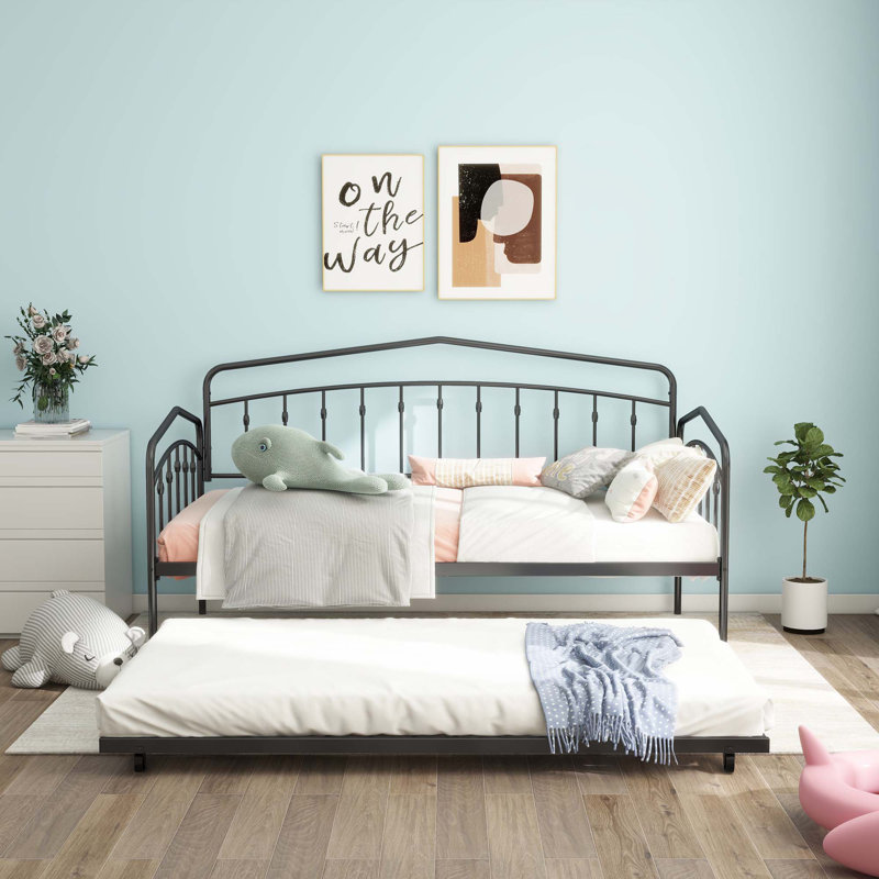 Fox twin daybed with twin trundle, Black